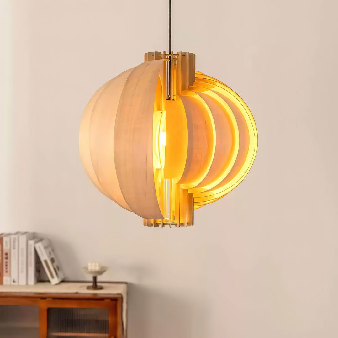 Ivraeus Premium Elegance Ring Wood Pendant Light-Neutral Decor