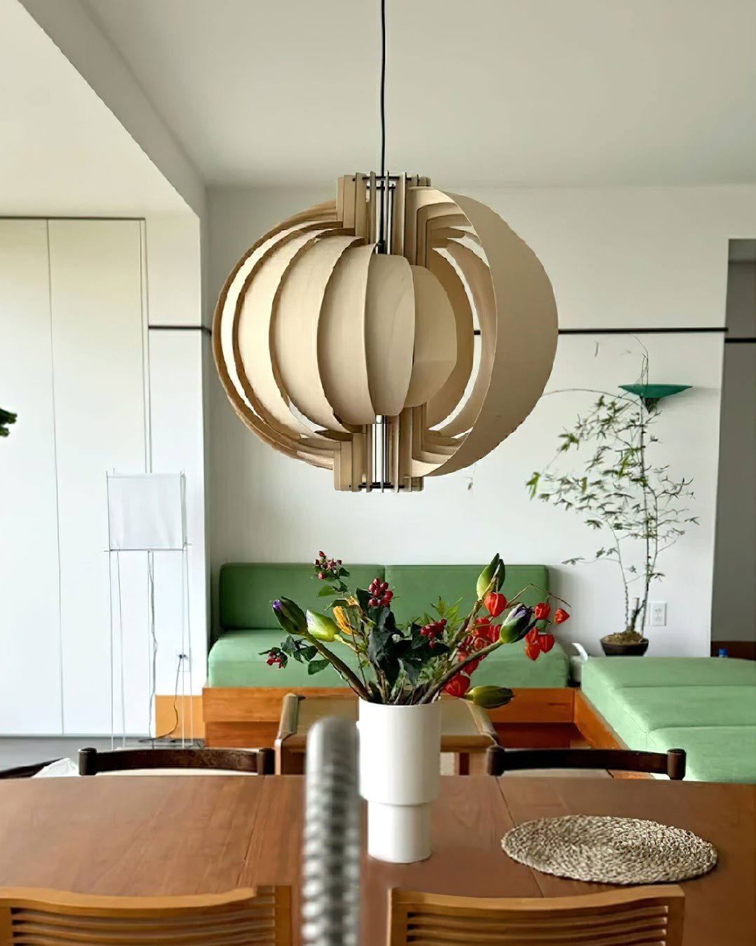 Ivraeus Premium Elegance Ring Wood Pendant Light-Neutral Decor