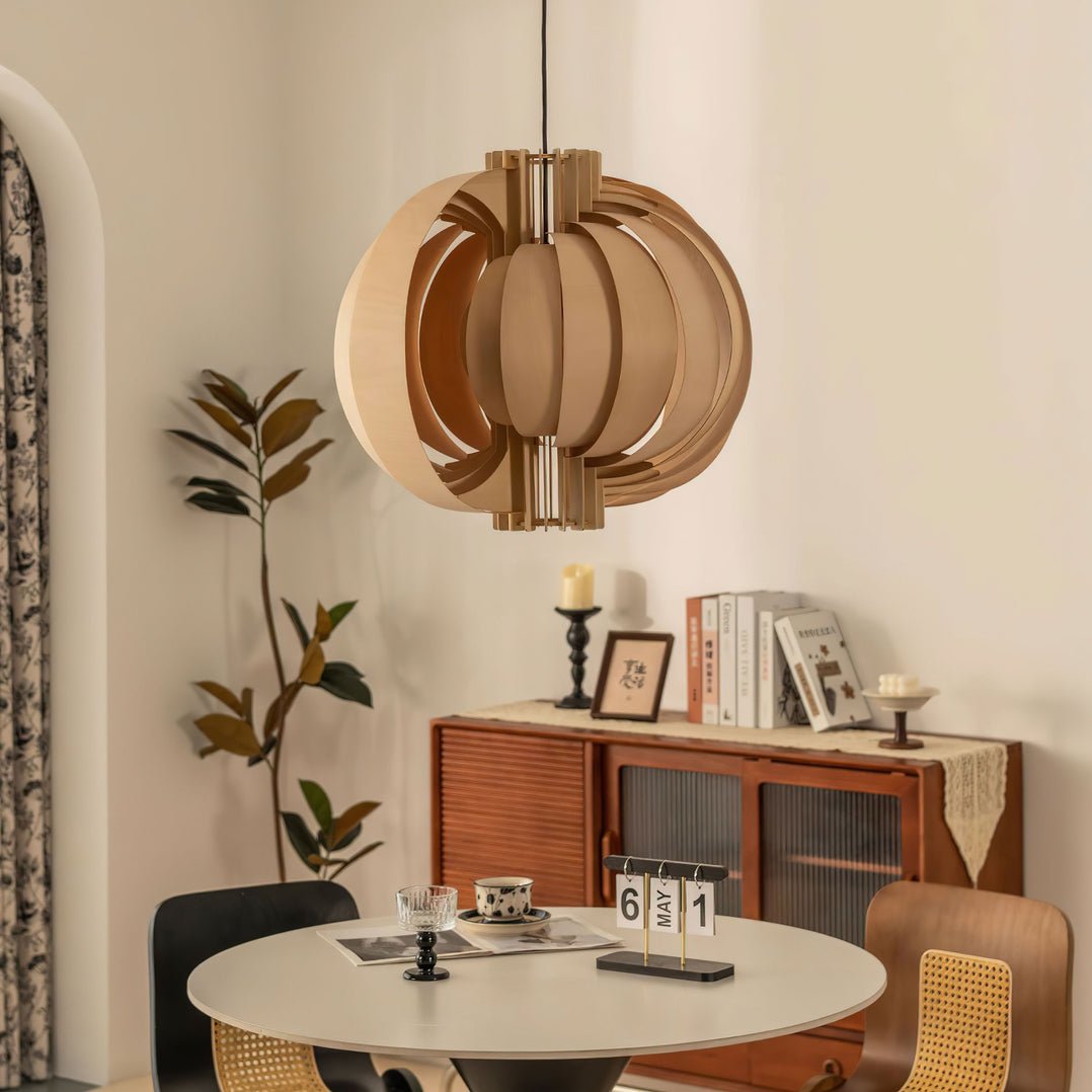 Ivraeus Premium Elegance Ring Wood Pendant Light-Neutral Decor