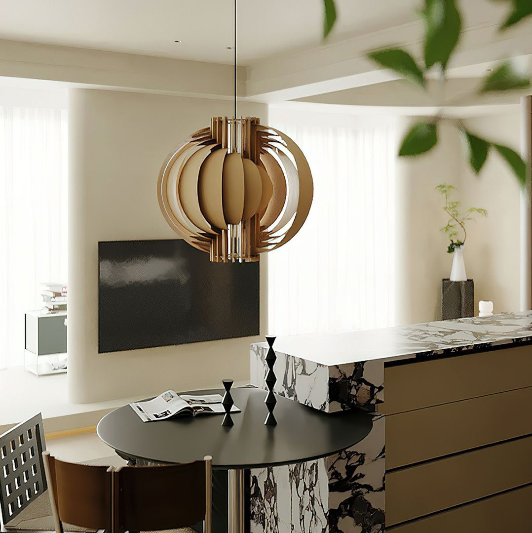 Ivraeus Premium Elegance Ring Wood Pendant Light-Neutral Decor