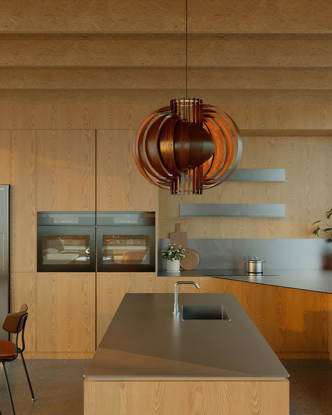 Ivraeus Premium Elegance Ring Wood Pendant Light-Neutral Decor