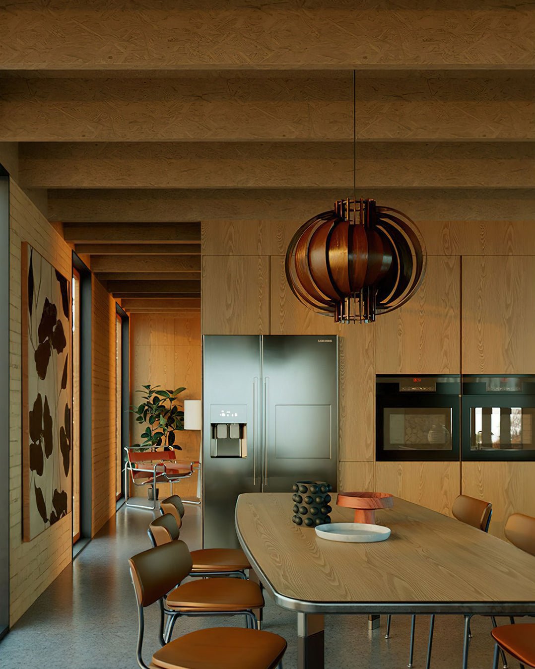 Ivraeus Premium Elegance Ring Wood Pendant Light-Neutral Decor