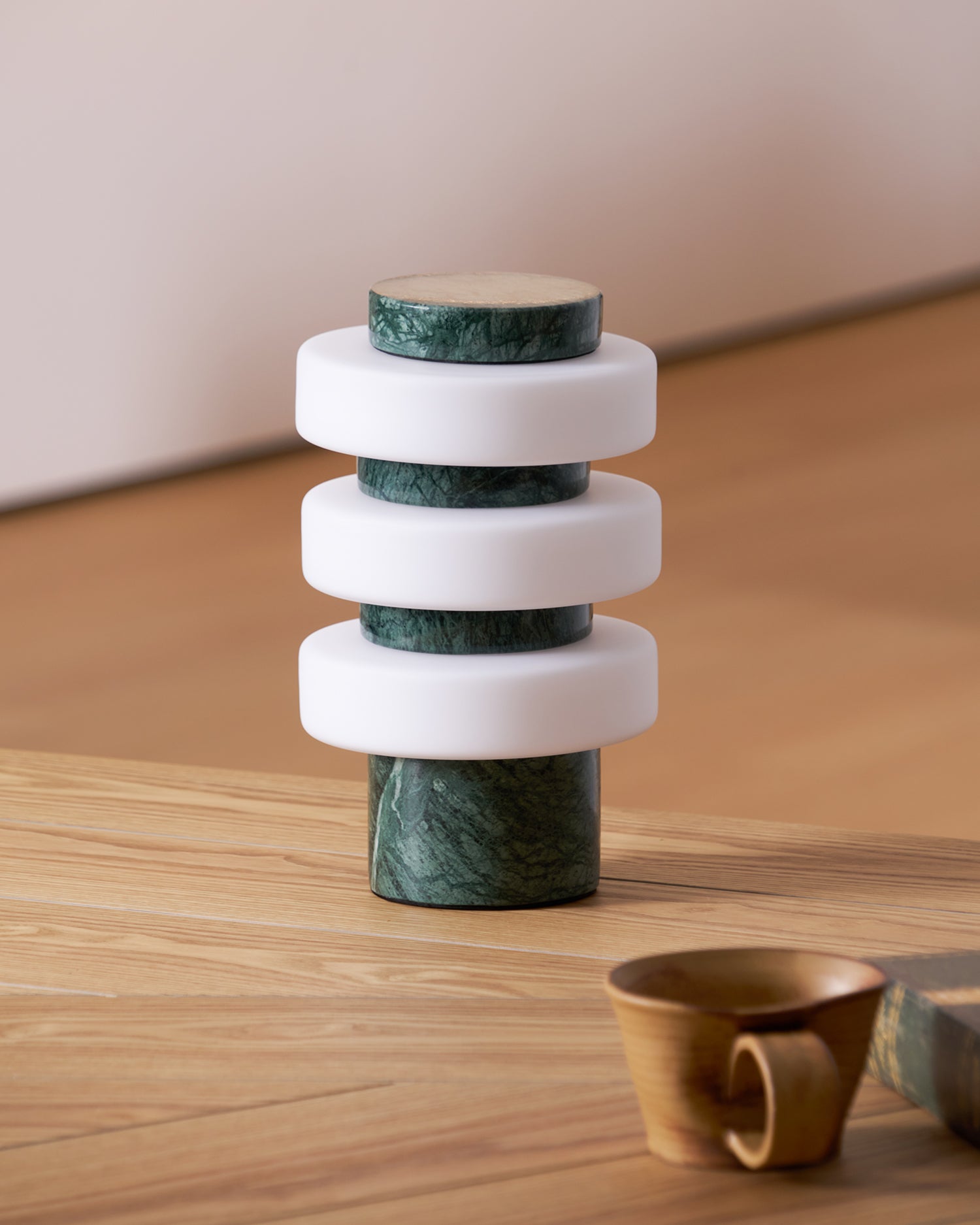 Thea Modern Travertine Table Lamp-Neutral Decor