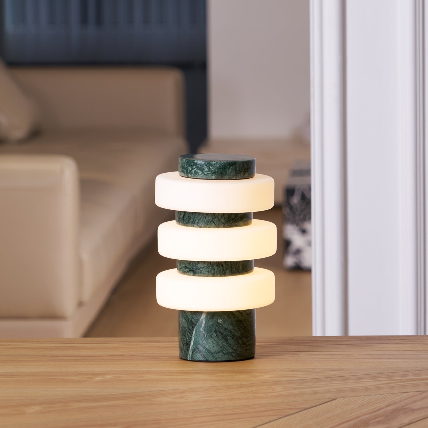 Thea Modern Travertine Table Lamp-Neutral Decor