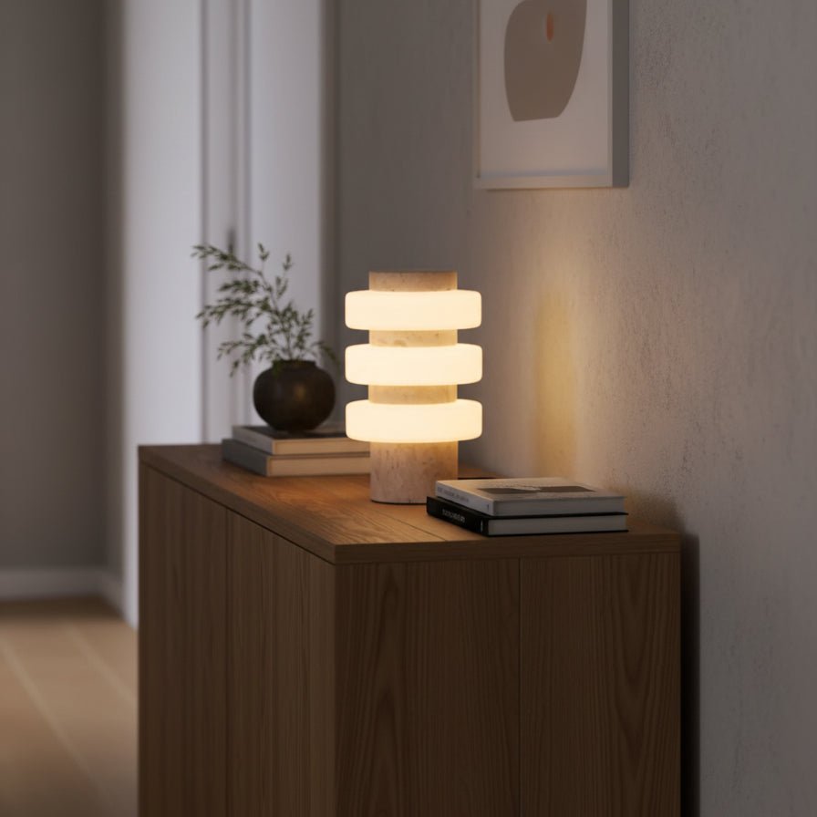 Thea Modern Travertine Table Lamp-Neutral Decor