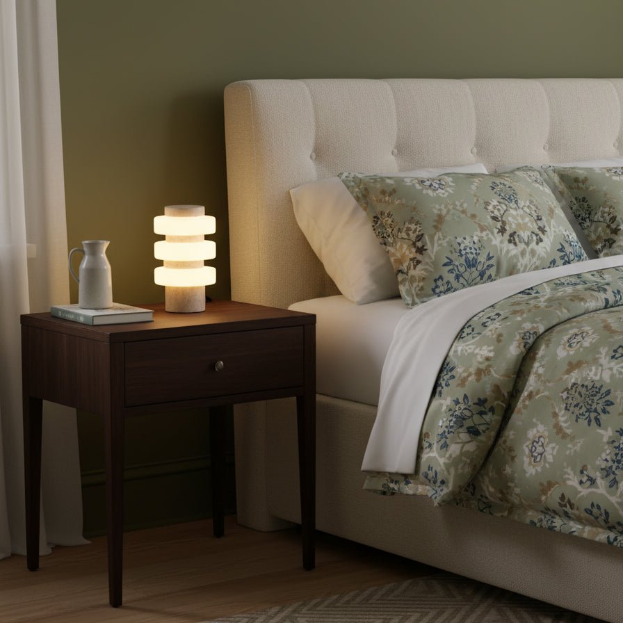 Thea Modern Travertine Table Lamp-Neutral Decor