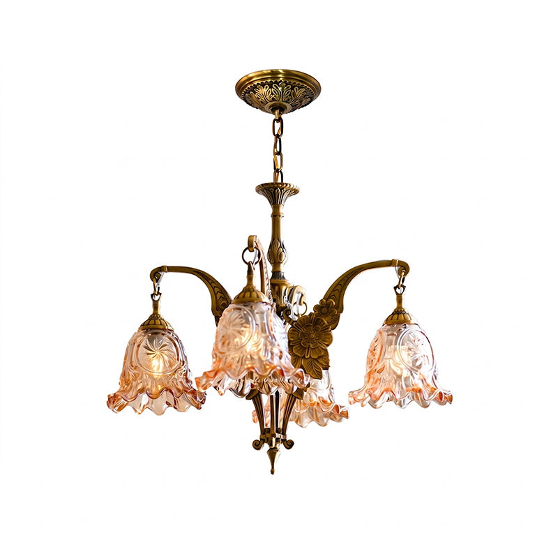 Dimensional drawing of the 6-head Savannah Bell Chandelier.