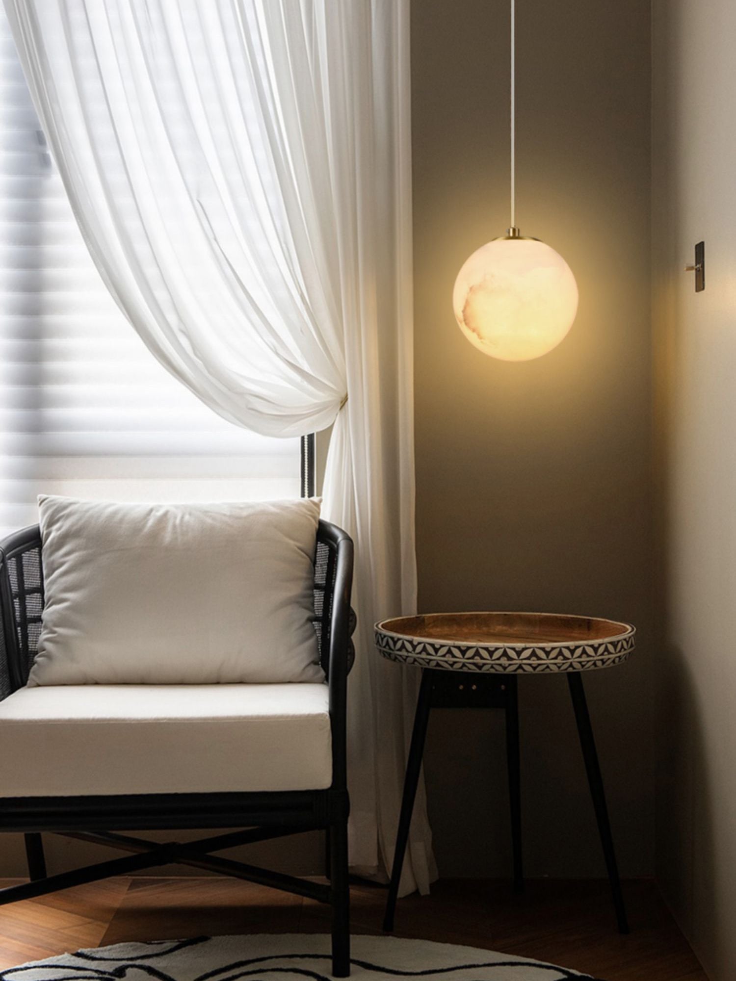 Uphaara Alabaster Pendant Light-Neutral Decor