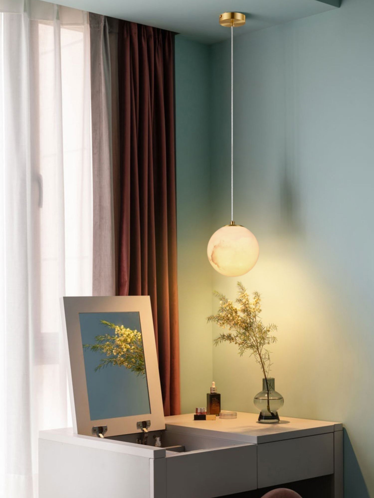 Uphaara Alabaster Pendant Light-Neutral Decor