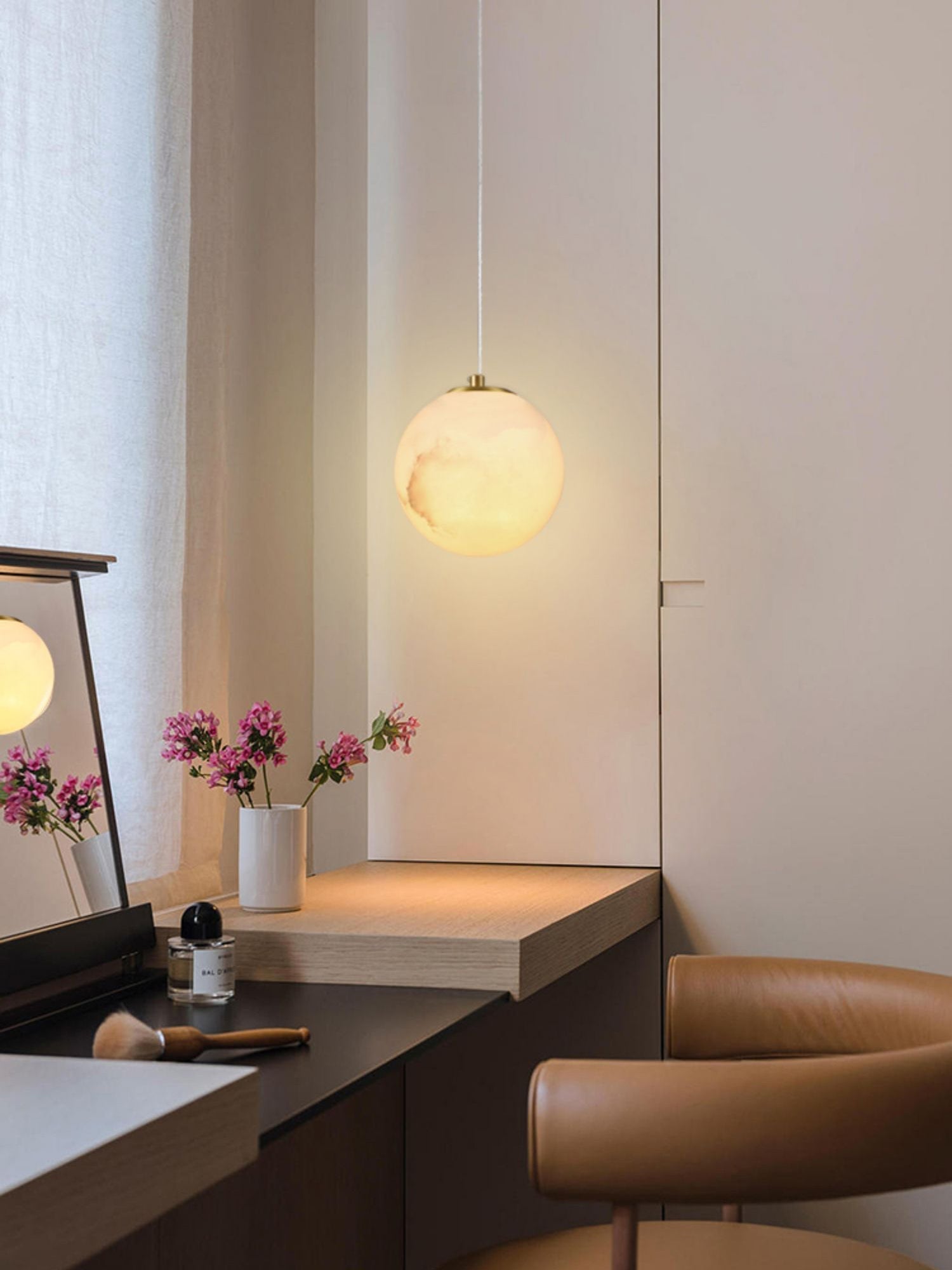 Uphaara Alabaster Pendant Light-Neutral Decor