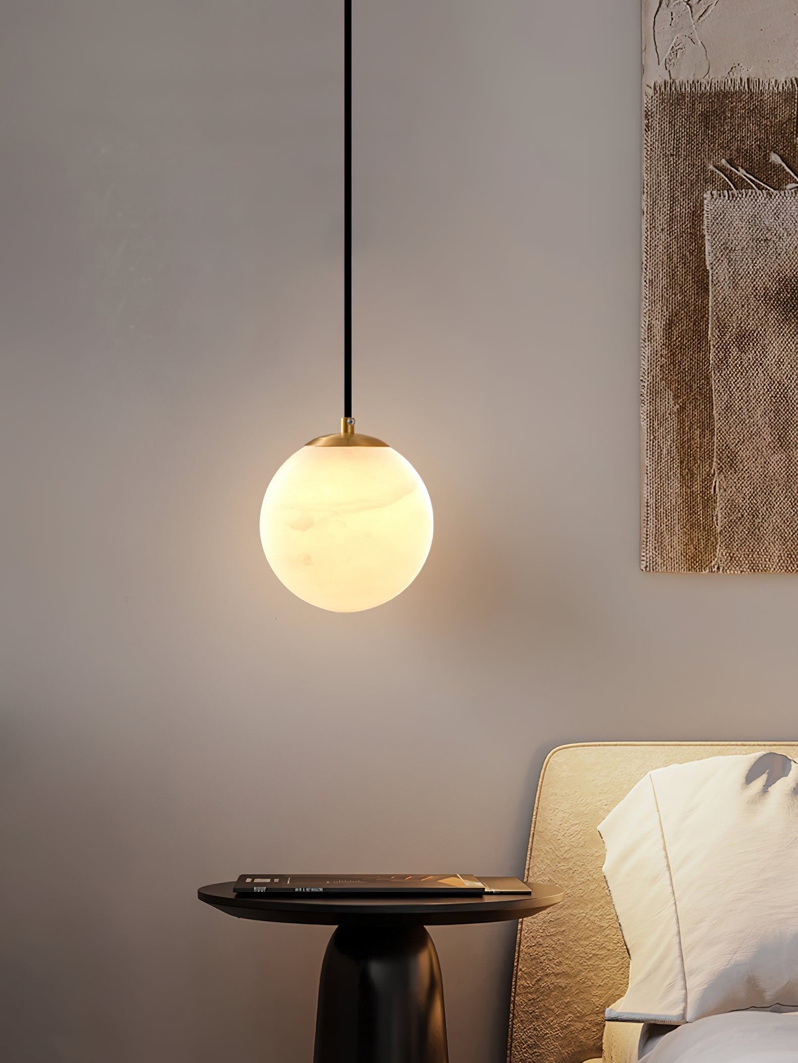 Uphaara Alabaster Pendant Light-Neutral Decor