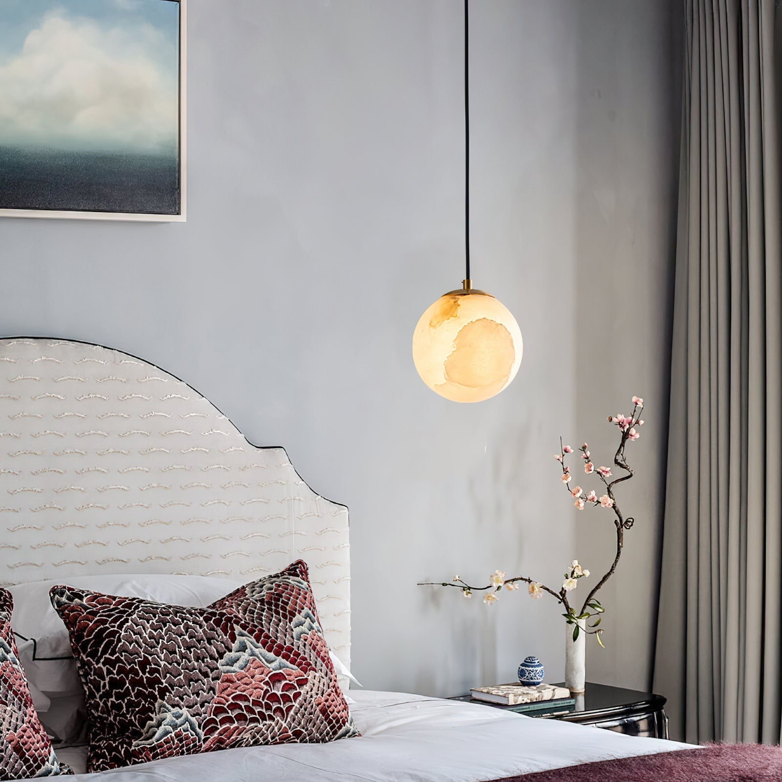 Uphaara Alabaster Pendant Light-Neutral Decor