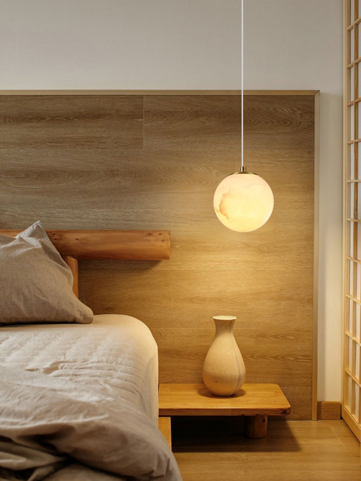 Uphaara Alabaster Pendant Light-Neutral Decor