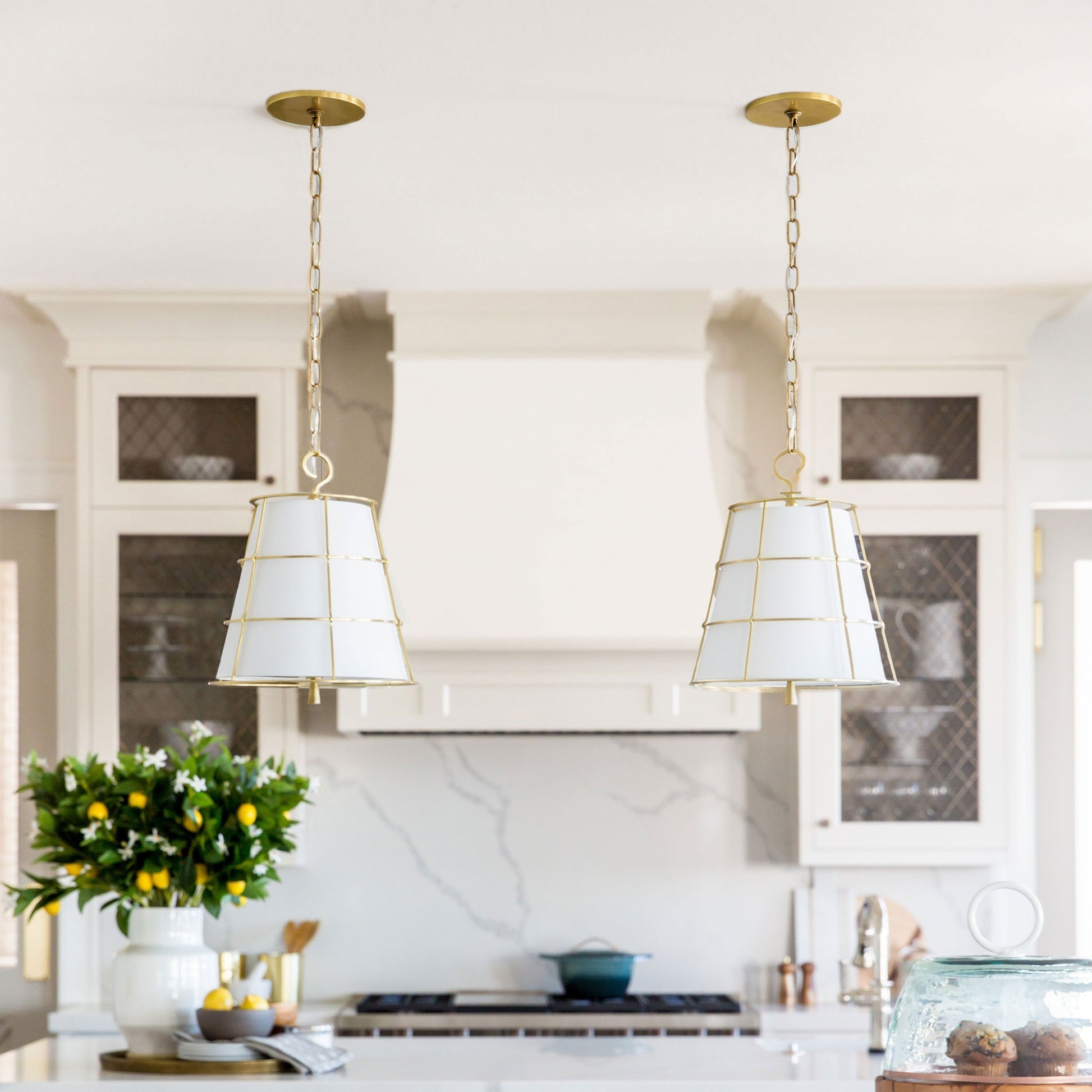 The Savona Pendant Lamp shown in a white finish.