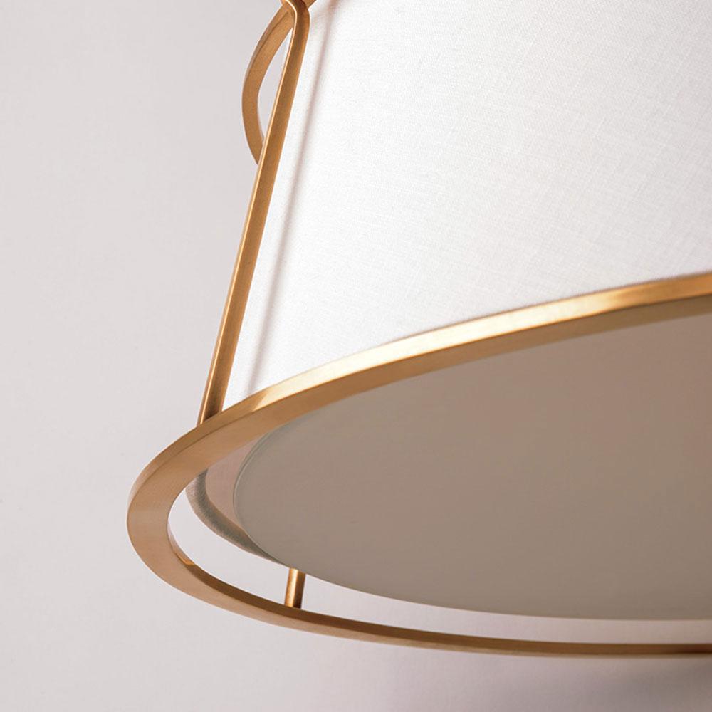 Close-up on the conical finial at the base of the lamp.