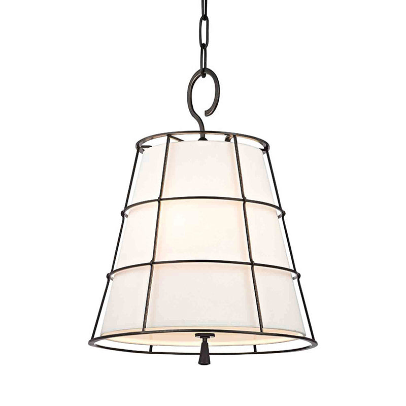 Top-down view of the Savona Pendant Lamp's brass cage structure.