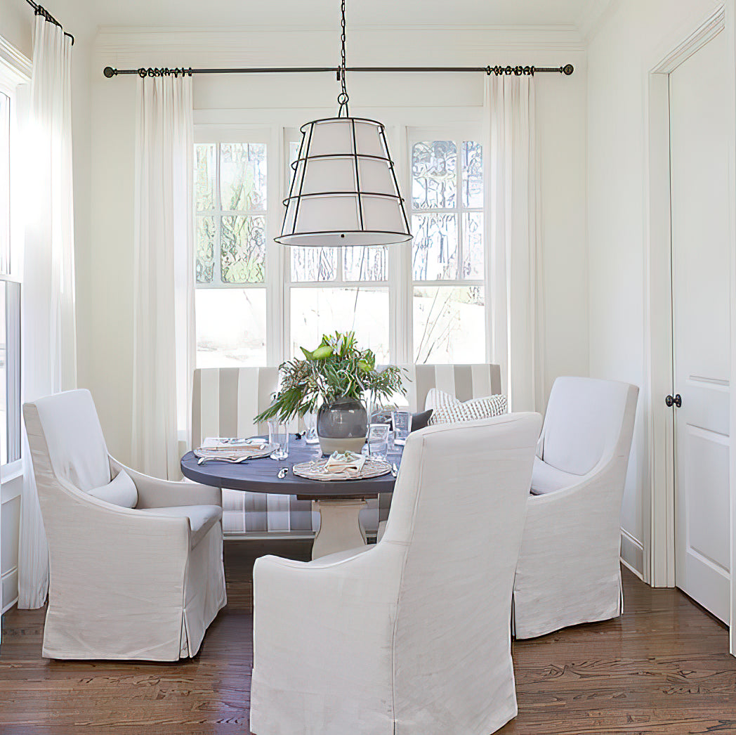 View from below of the Savona Pendant Lamp, showing the conical brass finial.
