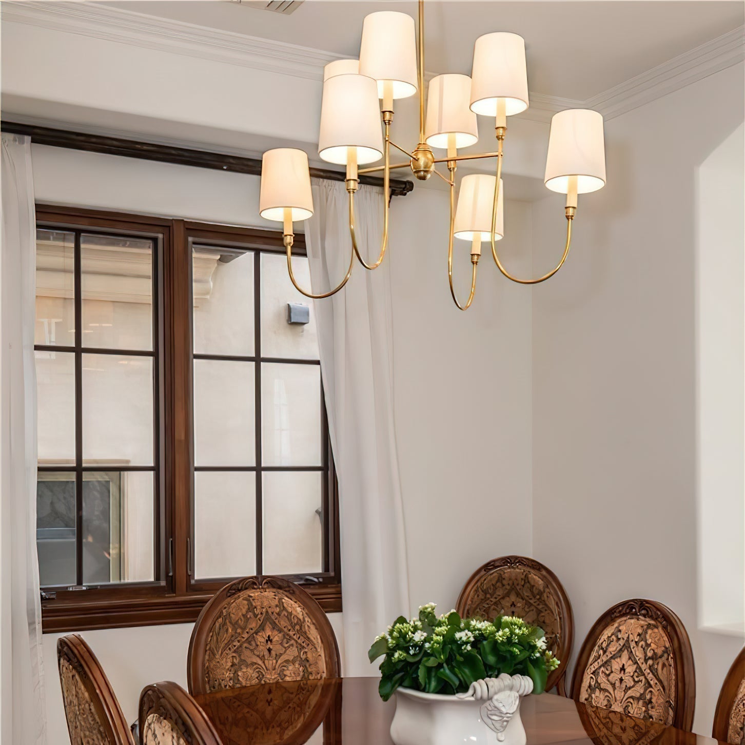 Lustra Chandelier Vendome Brass White Shade-Neutral Decor