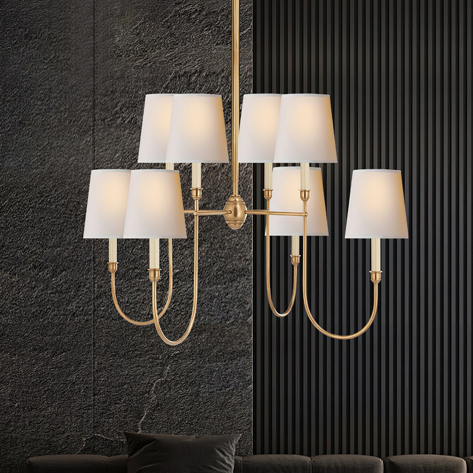 Lustra Chandelier Vendome Brass White Shade-Neutral Decor