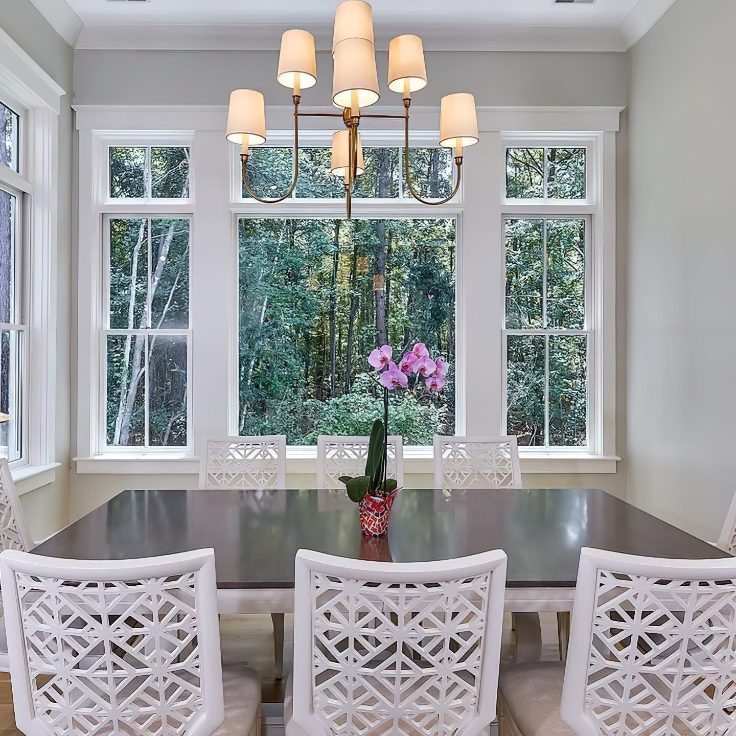 Lustra Chandelier Vendome Brass White Shade-Neutral Decor