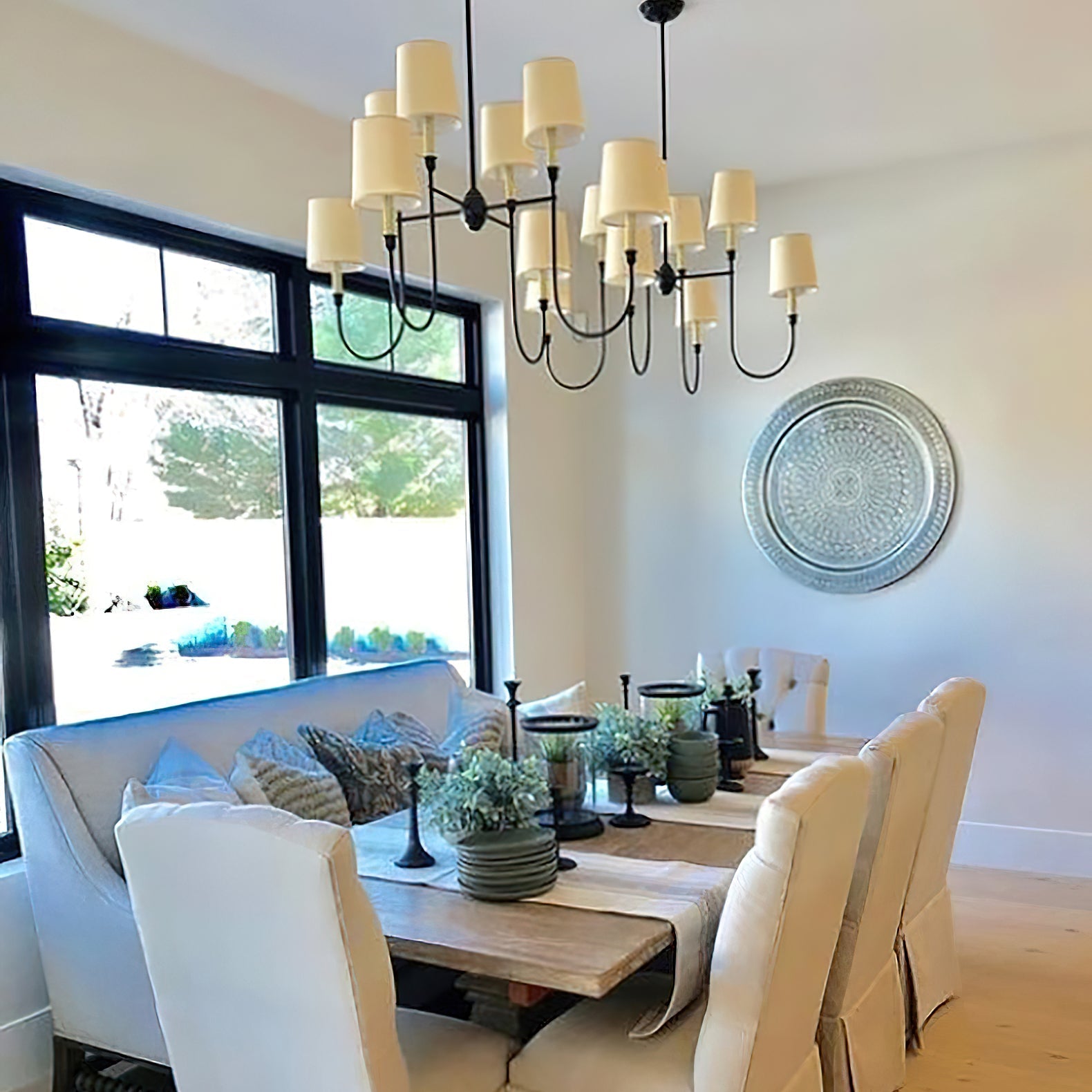 Lustra Chandelier Vendome Brass White Shade-Neutral Decor