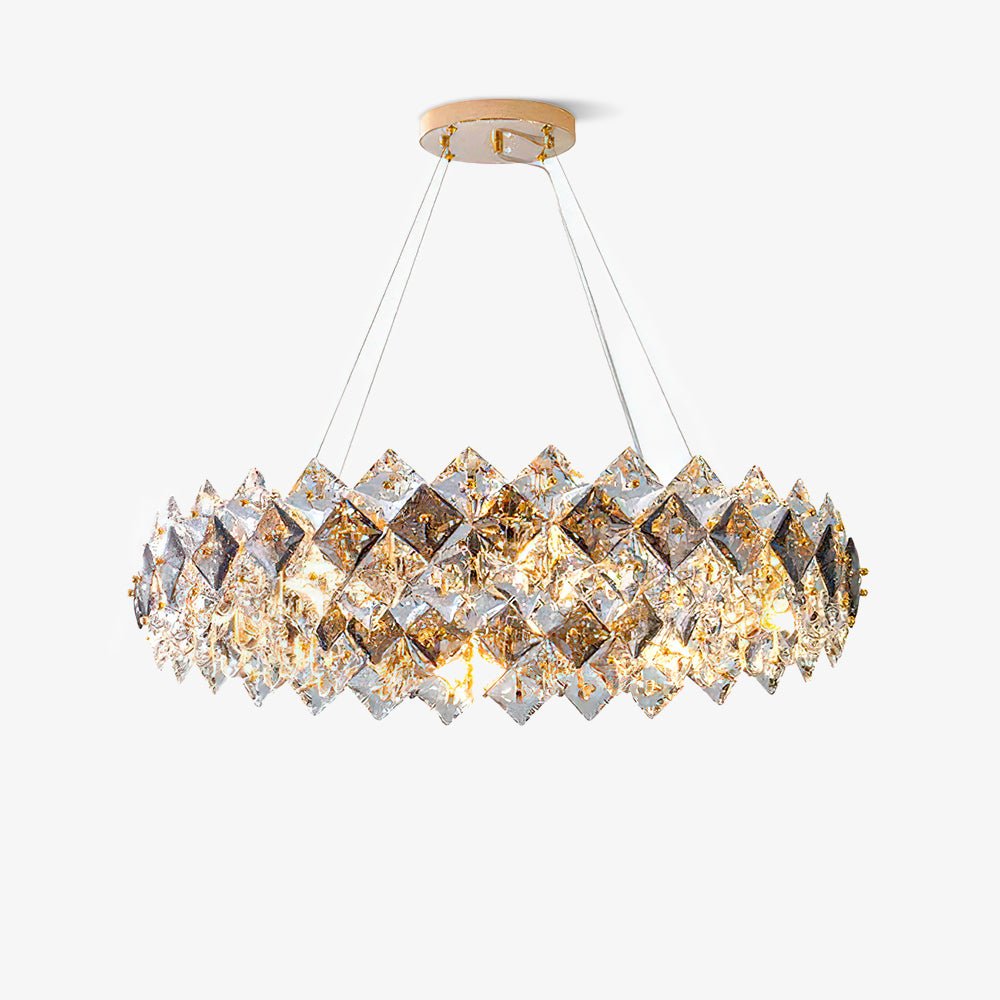 Lustra Chandelier Scale Crystal Round with Gold LED-Neutral Decor