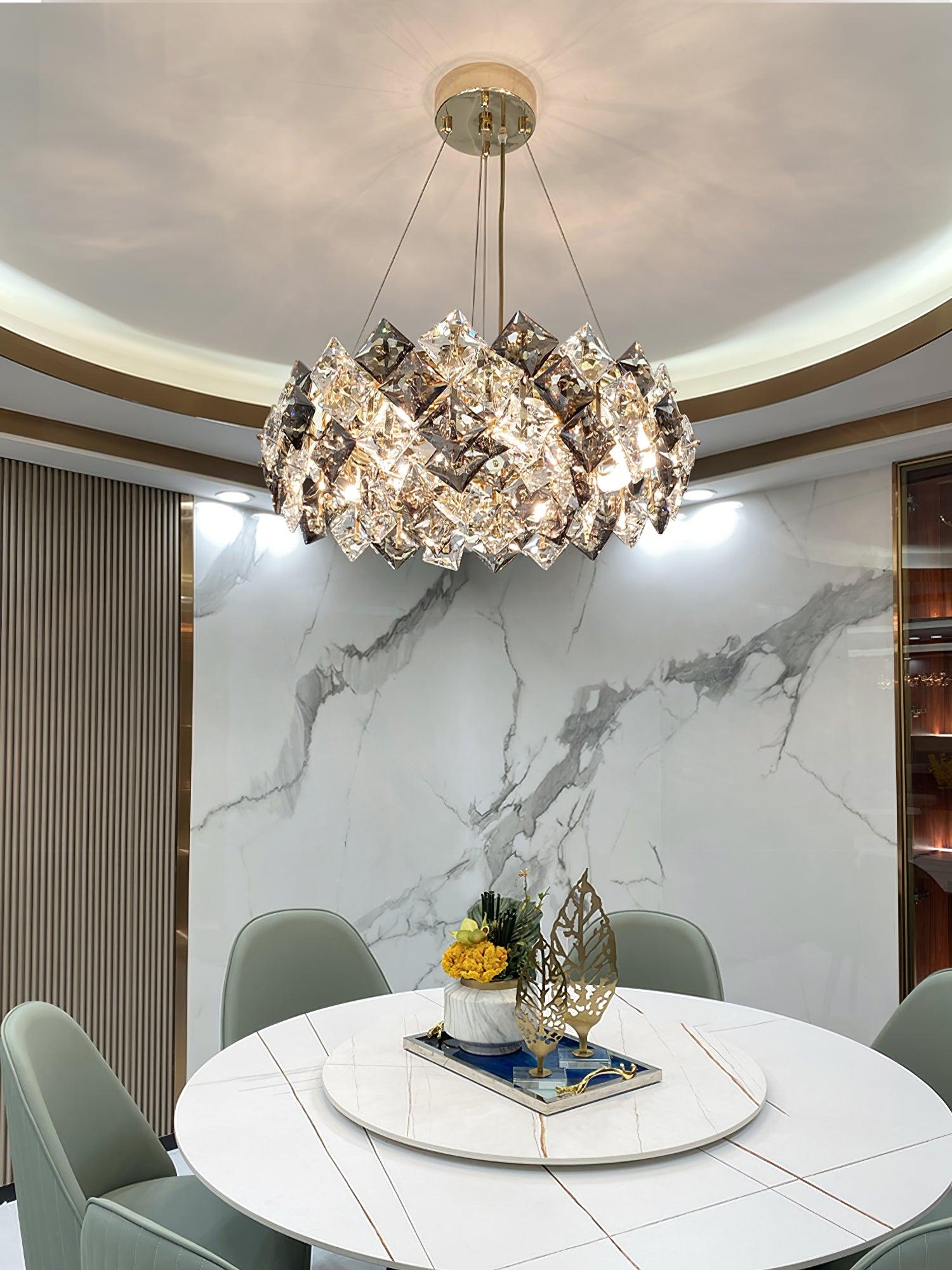 Lustra Chandelier Scale Crystal Round with Gold LED-Neutral Decor