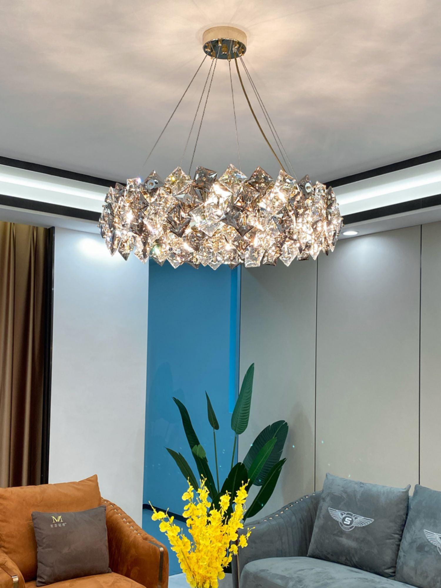 Lustra Chandelier Scale Crystal Round with Gold LED-Neutral Decor