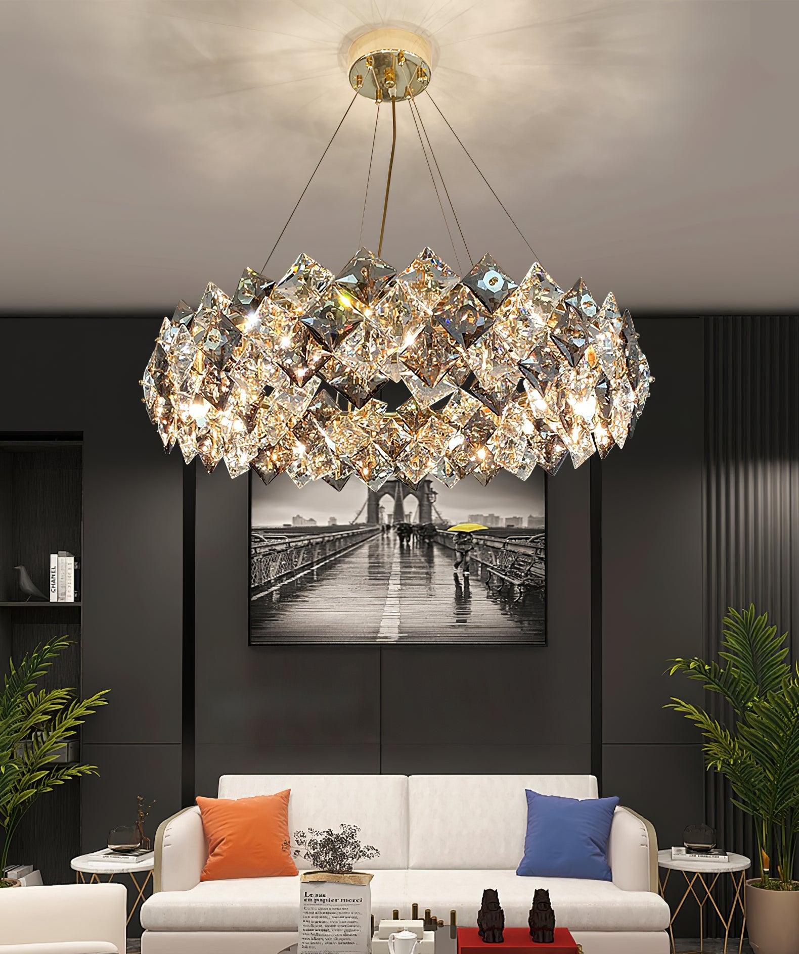 Lustra Chandelier Scale Crystal Round with Gold LED-Neutral Decor