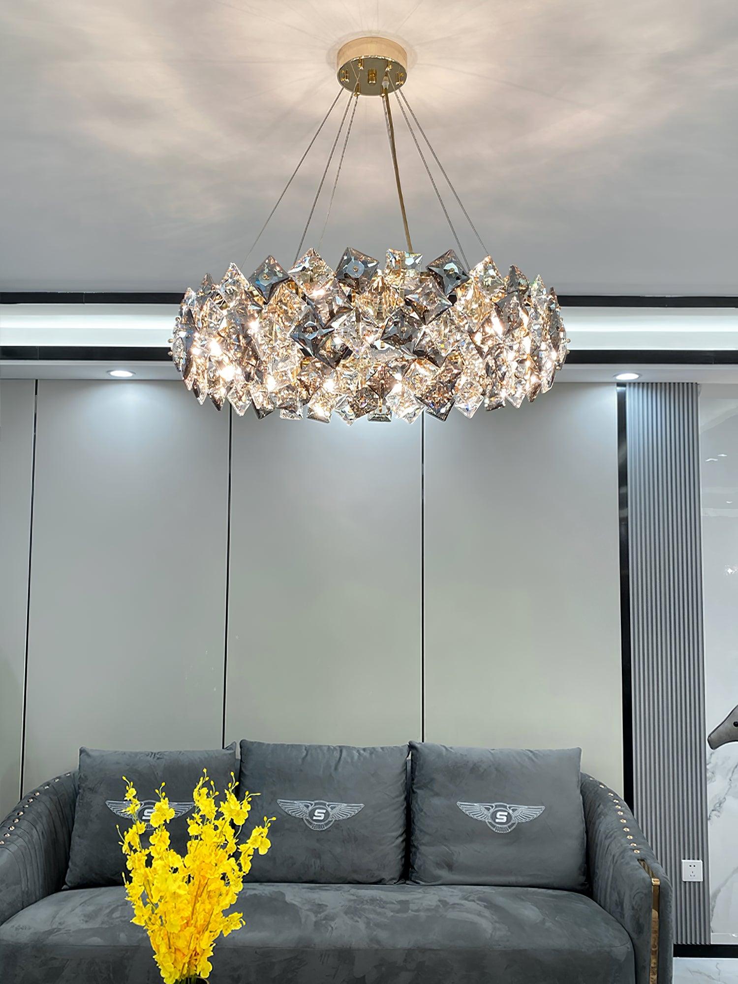 Lustra Chandelier Scale Crystal Round with Gold LED-Neutral Decor
