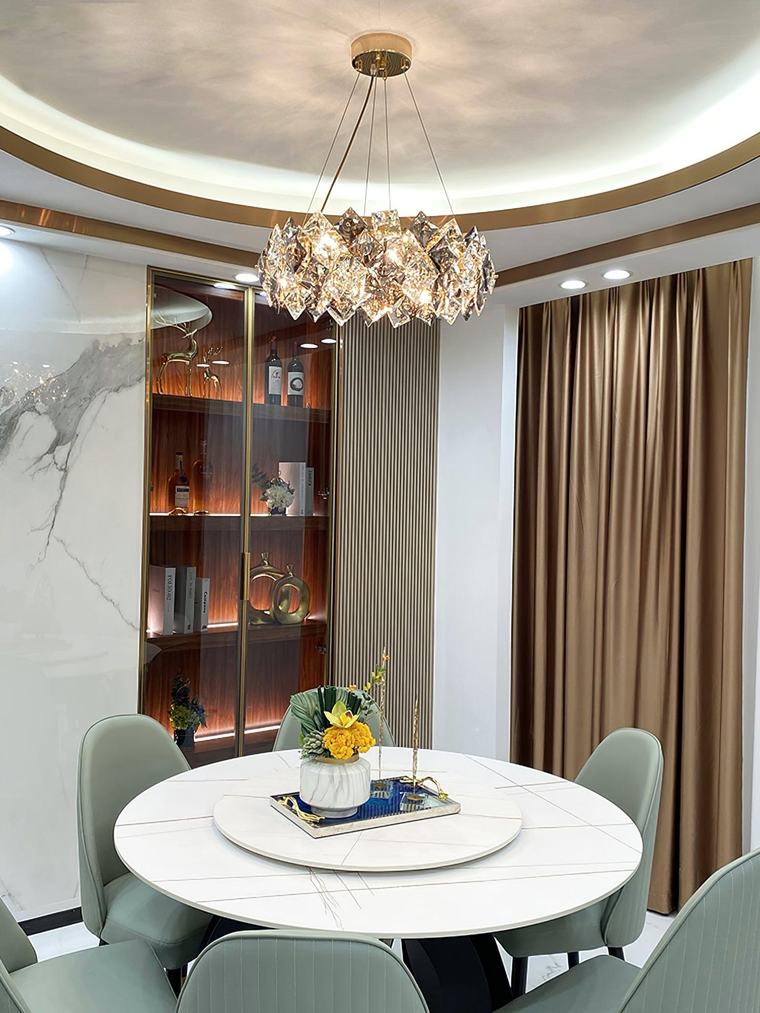 Lustra Chandelier Scale Crystal Round with Gold LED-Neutral Decor