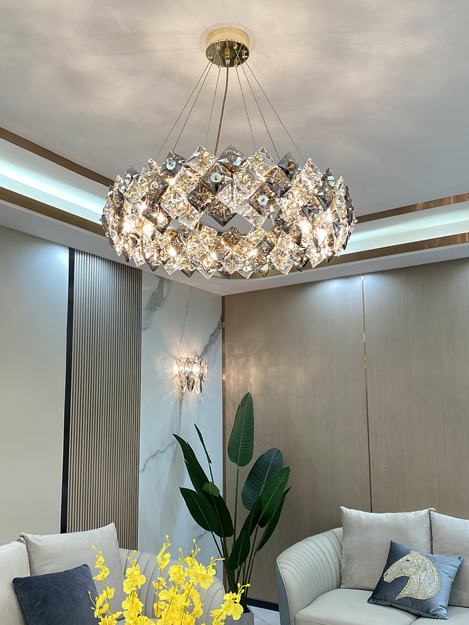 Lustra Chandelier Scale Crystal Round with Gold LED-Neutral Decor