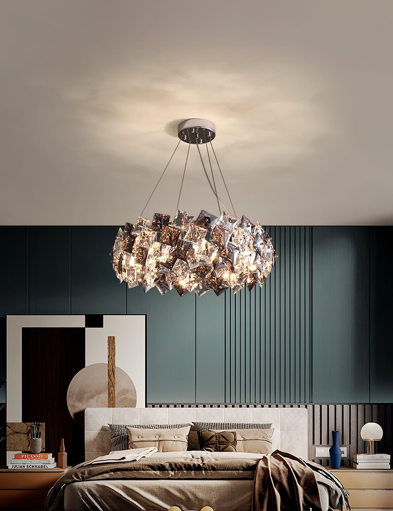 Lustra Chandelier Scale Crystal Round with Gold LED-Neutral Decor