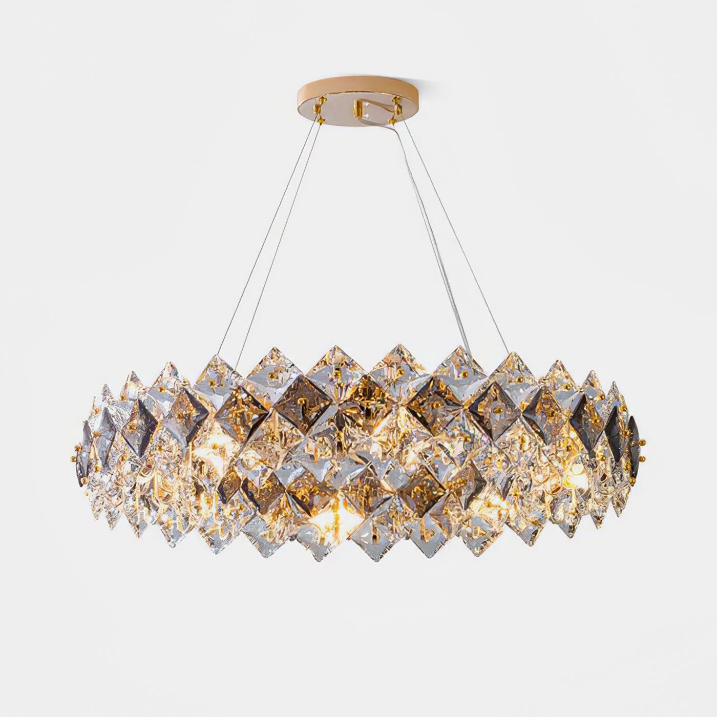 Lustra Chandelier Scale Crystal Round with Gold LED-Neutral Decor