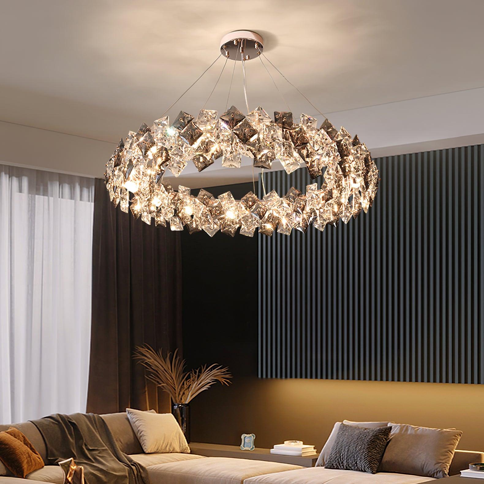 Lustra Chandelier Scale Crystal Round with Gold LED-Neutral Decor