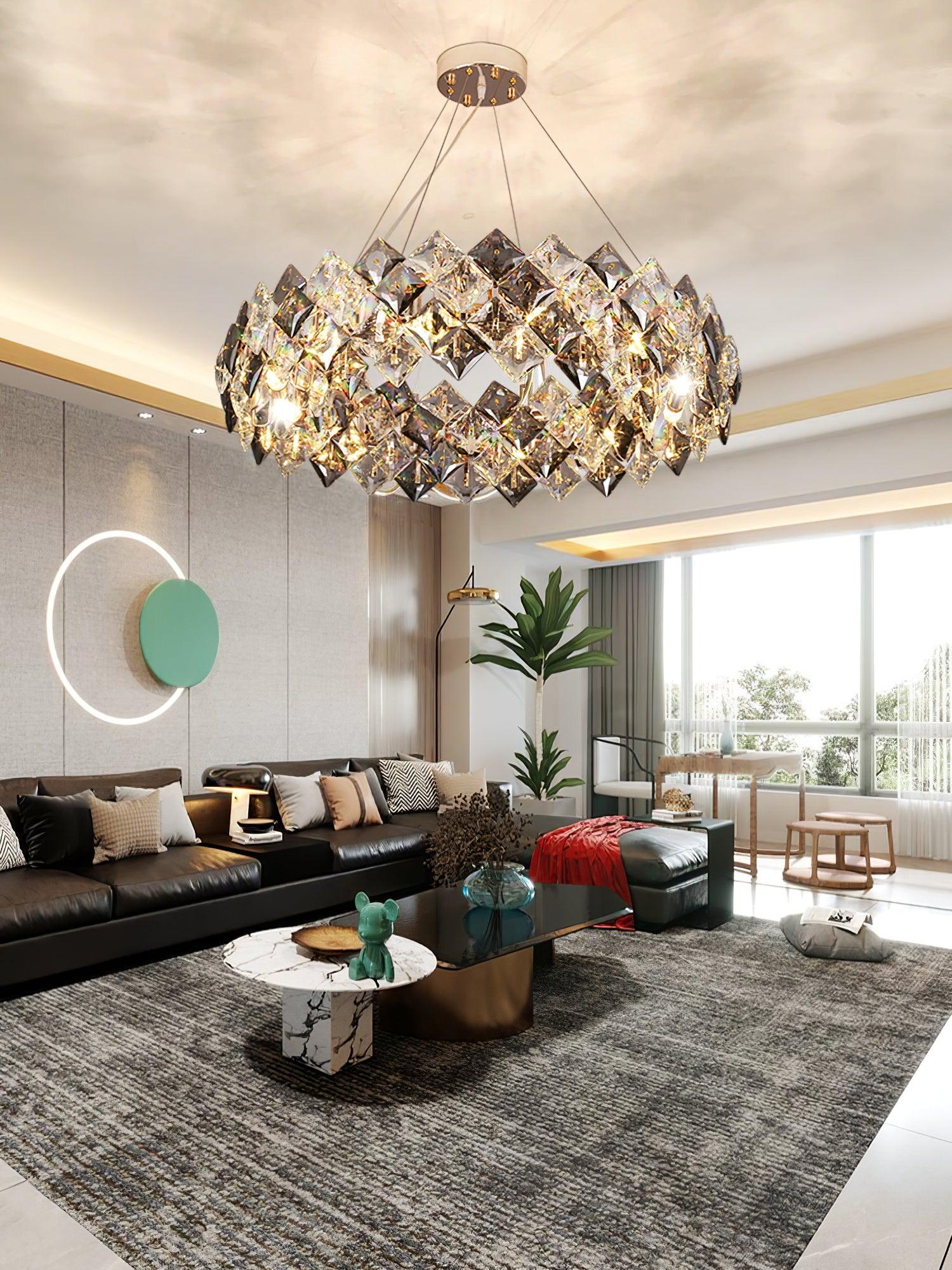 Lustra Chandelier Scale Crystal Round with Gold LED-Neutral Decor