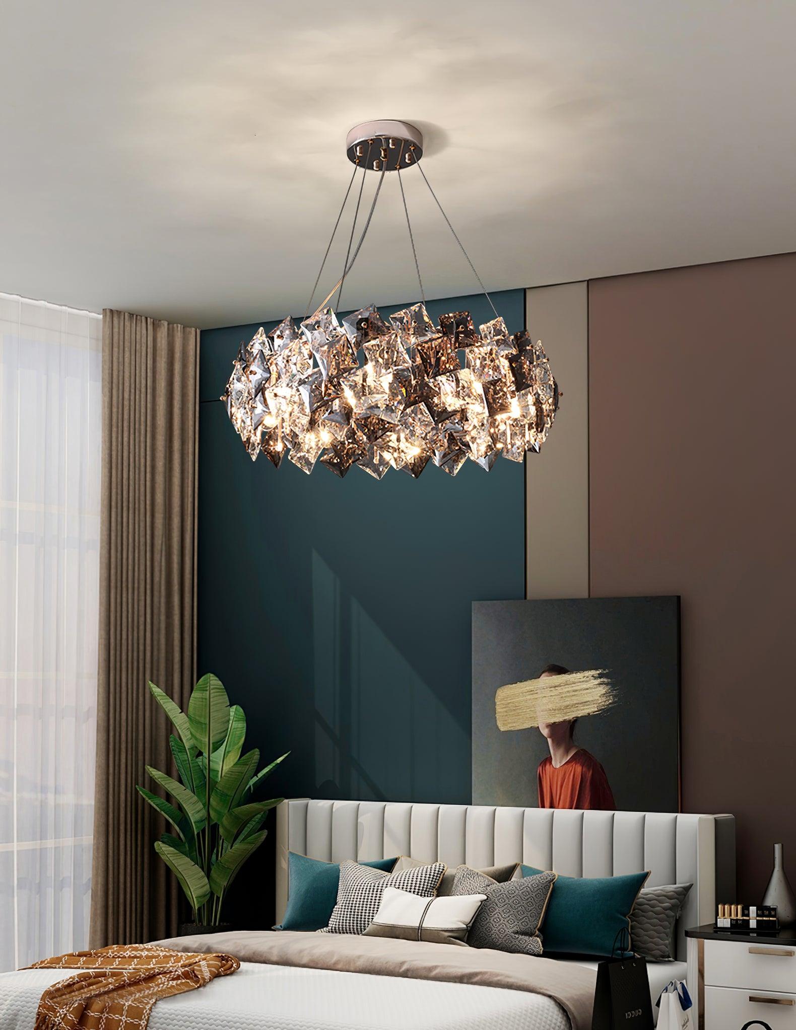 Lustra Chandelier Scale Crystal Round with Gold LED-Neutral Decor