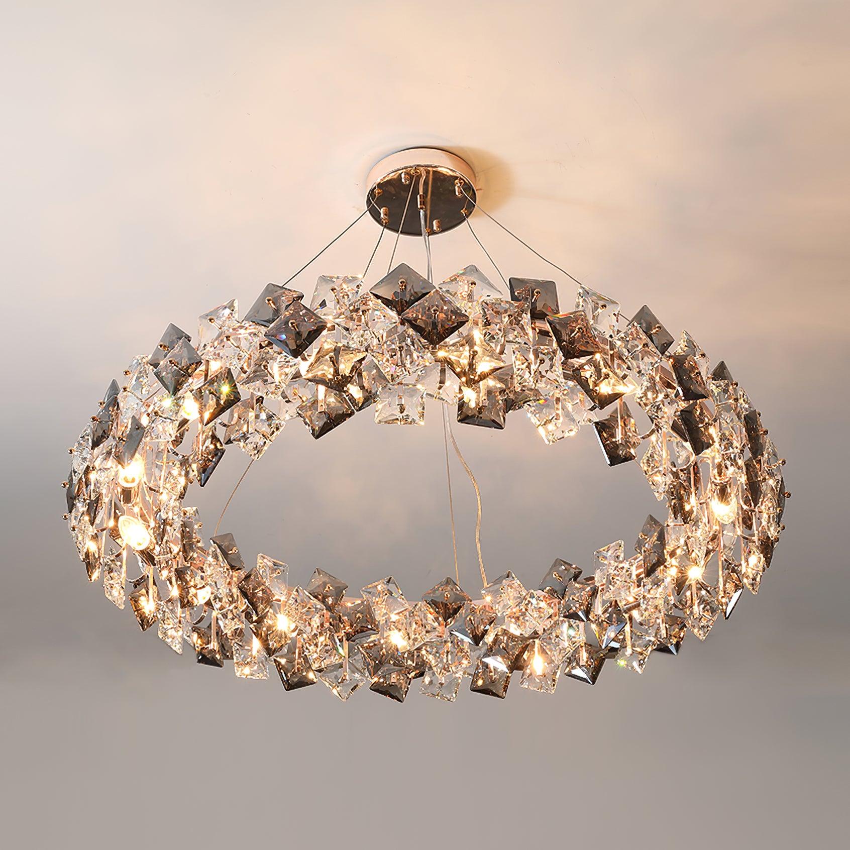 Lustra Chandelier Scale Crystal Round with Gold LED-Neutral Decor