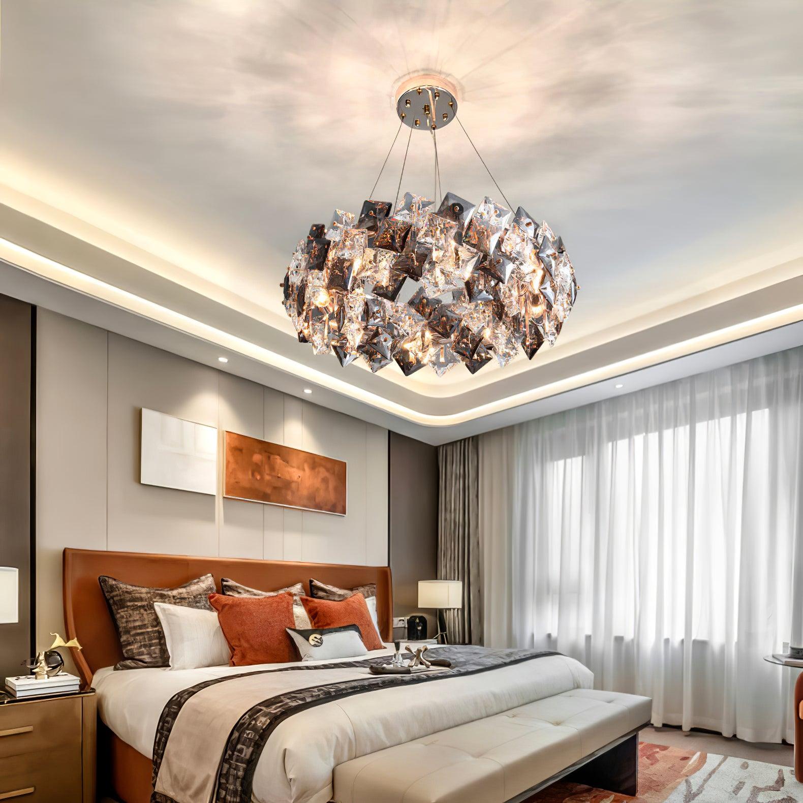 Lustra Chandelier Scale Crystal Round with Gold LED-Neutral Decor
