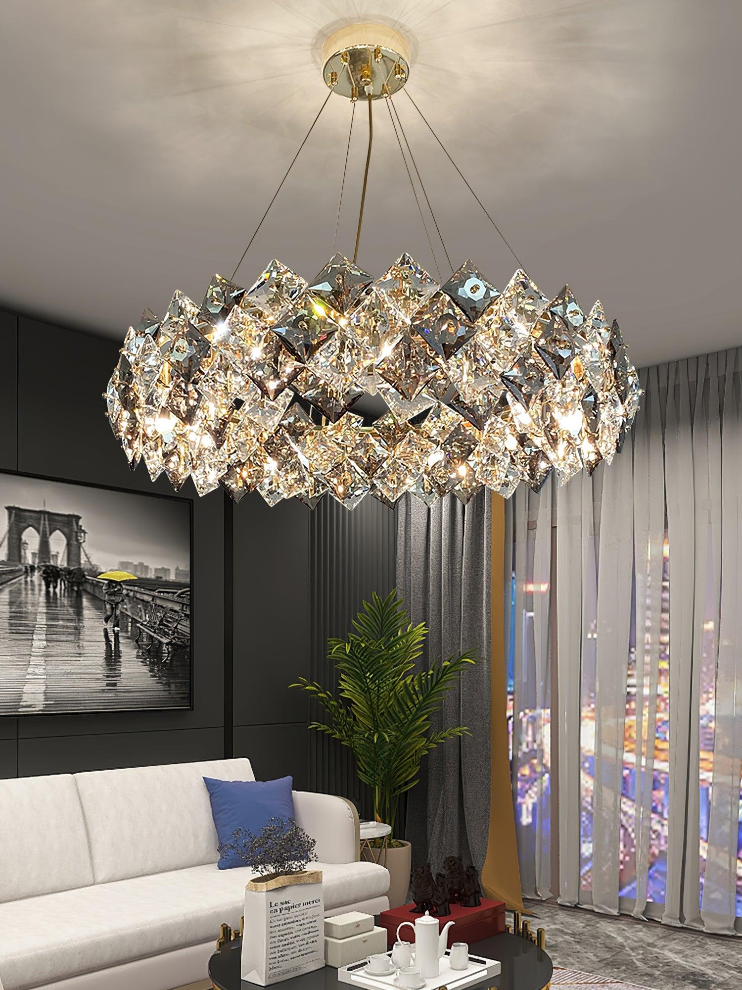 Lustra Chandelier Scale Crystal Round with Gold LED-Neutral Decor