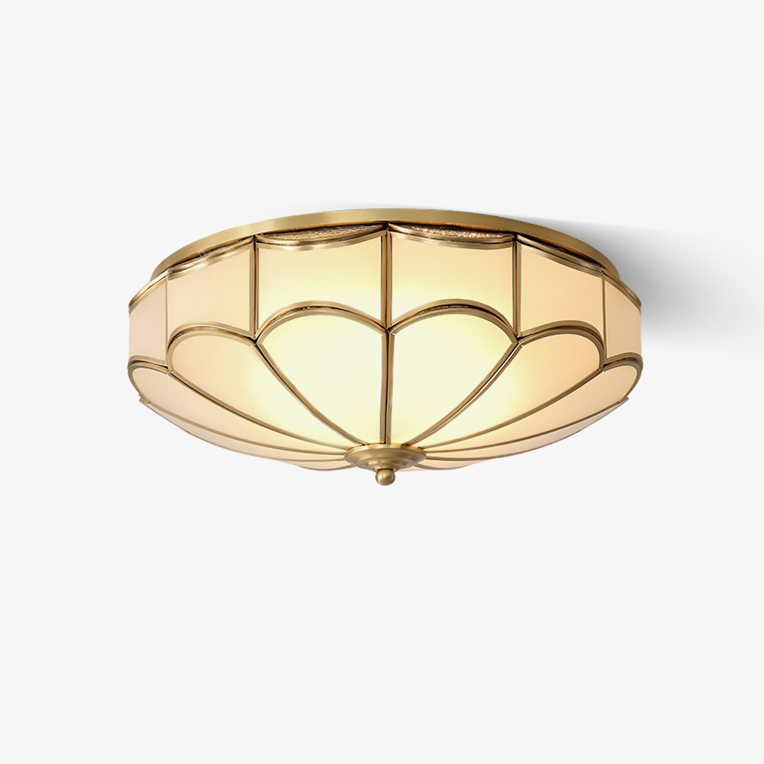Evmarara Elegance Brass Glass Flush Ceiling Light-Neutral Decor