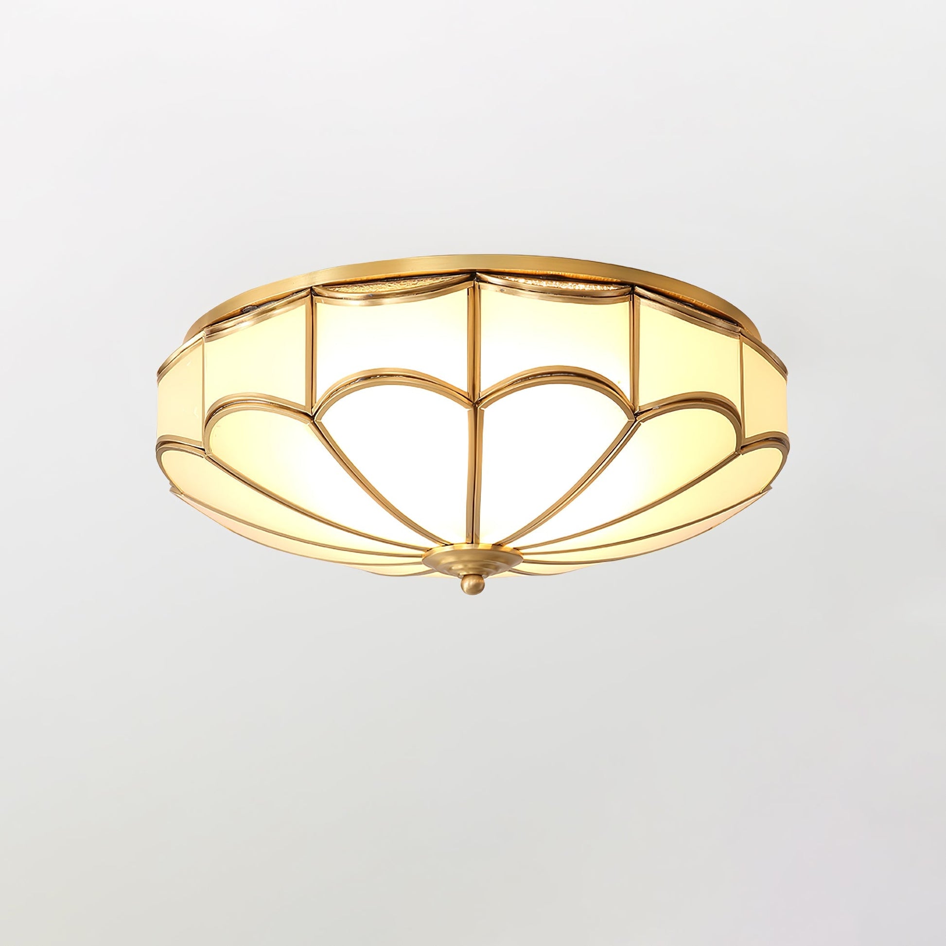 Evmarara Elegance Brass Glass Flush Ceiling Light-Neutral Decor