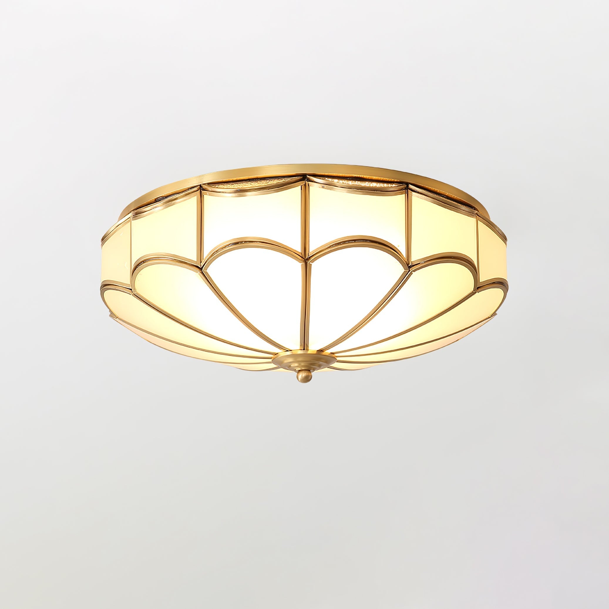 Evmarara Elegance Brass Glass Flush Ceiling Light-Neutral Decor