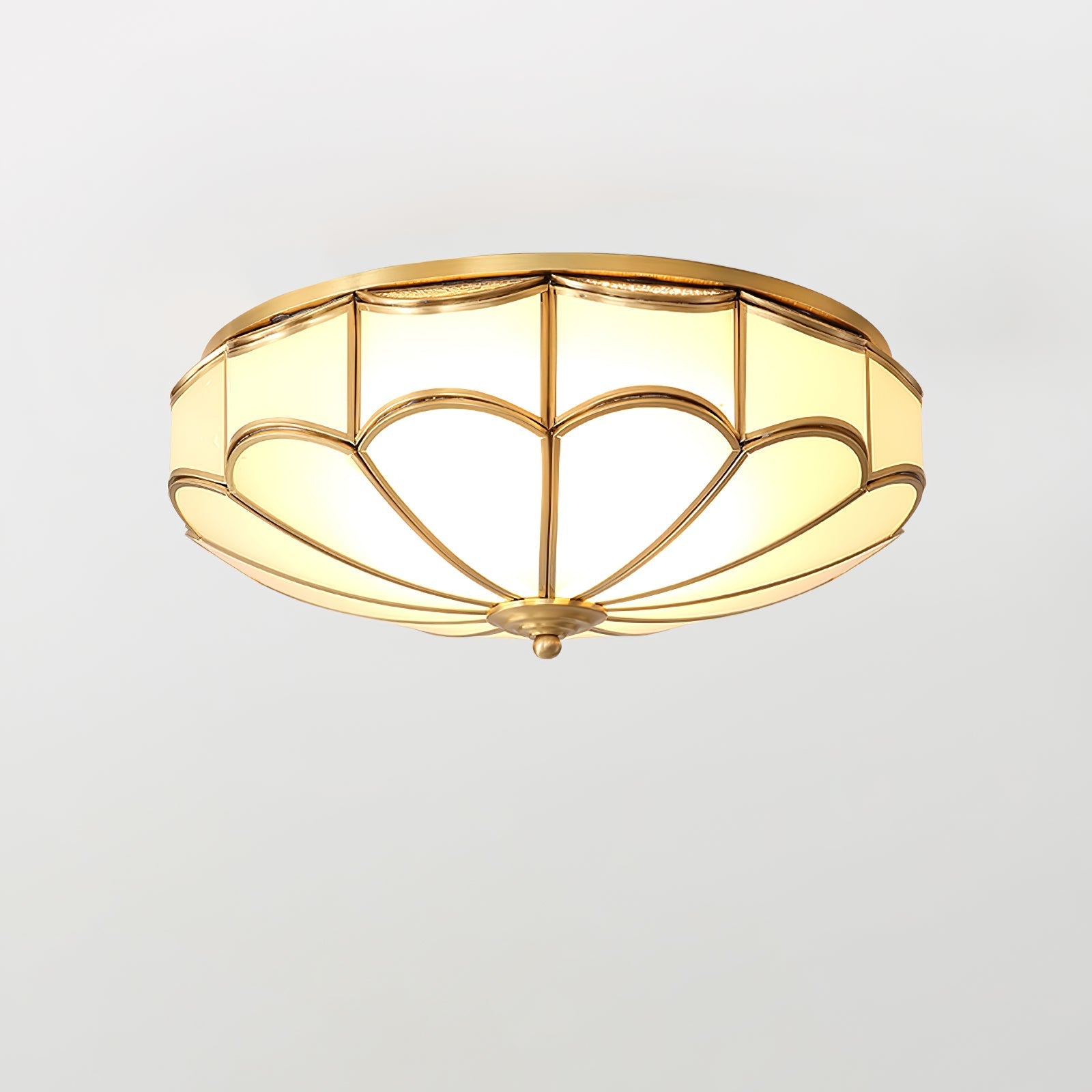 Evmarara Elegance Brass Glass Flush Ceiling Light-Neutral Decor