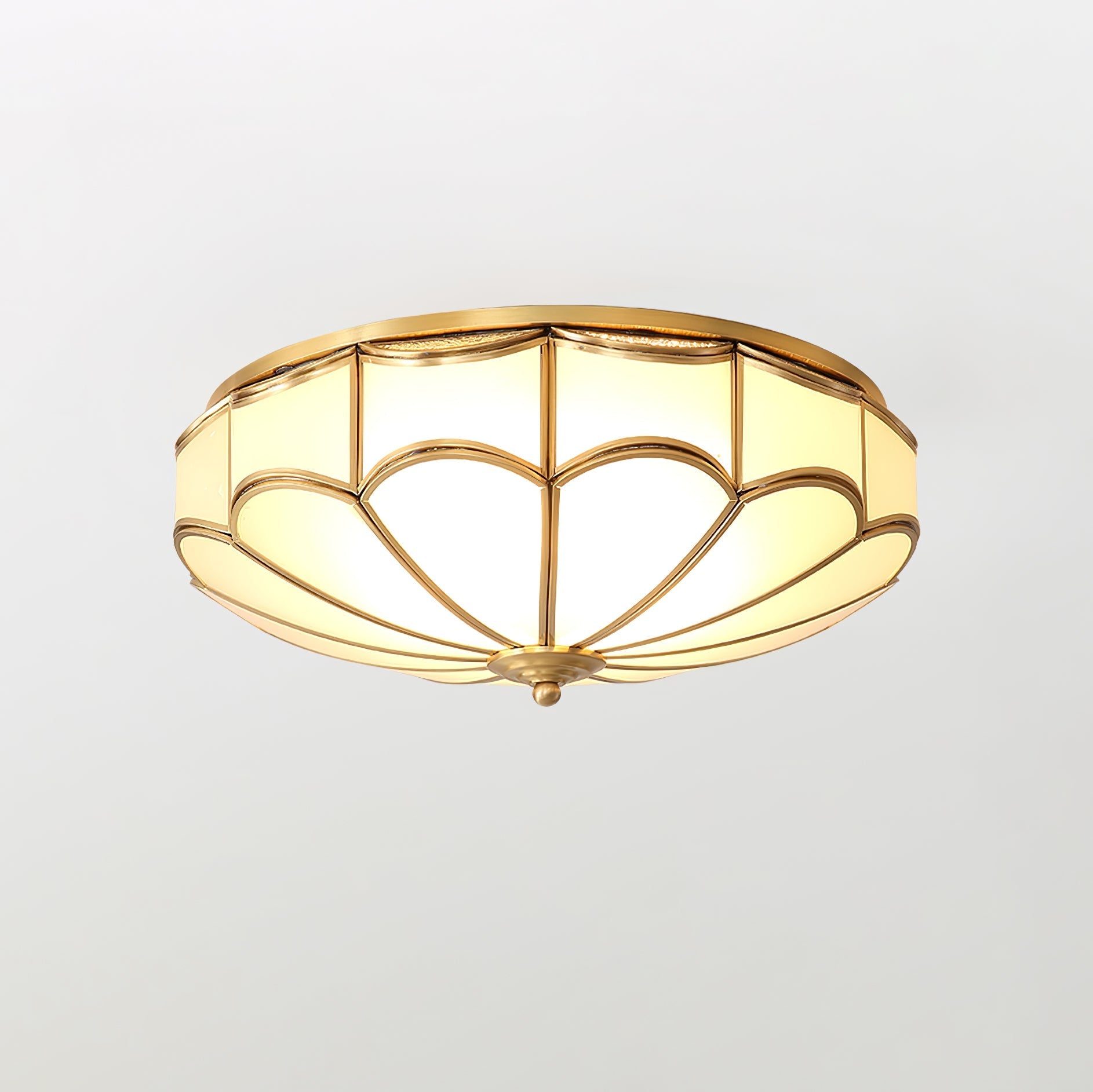 Evmarara Elegance Brass Glass Flush Ceiling Light-Neutral Decor