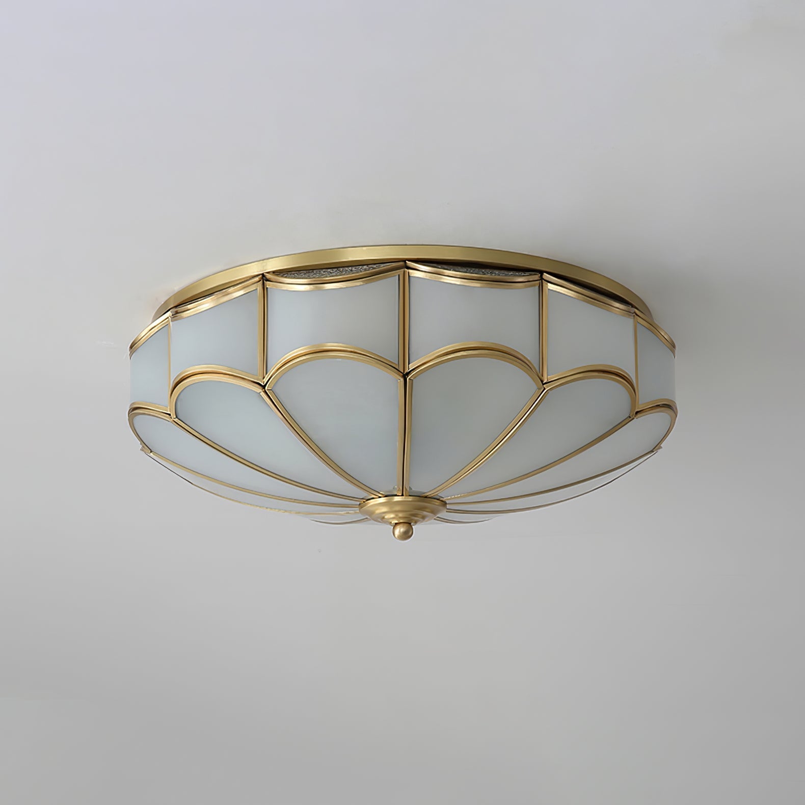 Evmarara Elegance Brass Glass Flush Ceiling Light-Neutral Decor