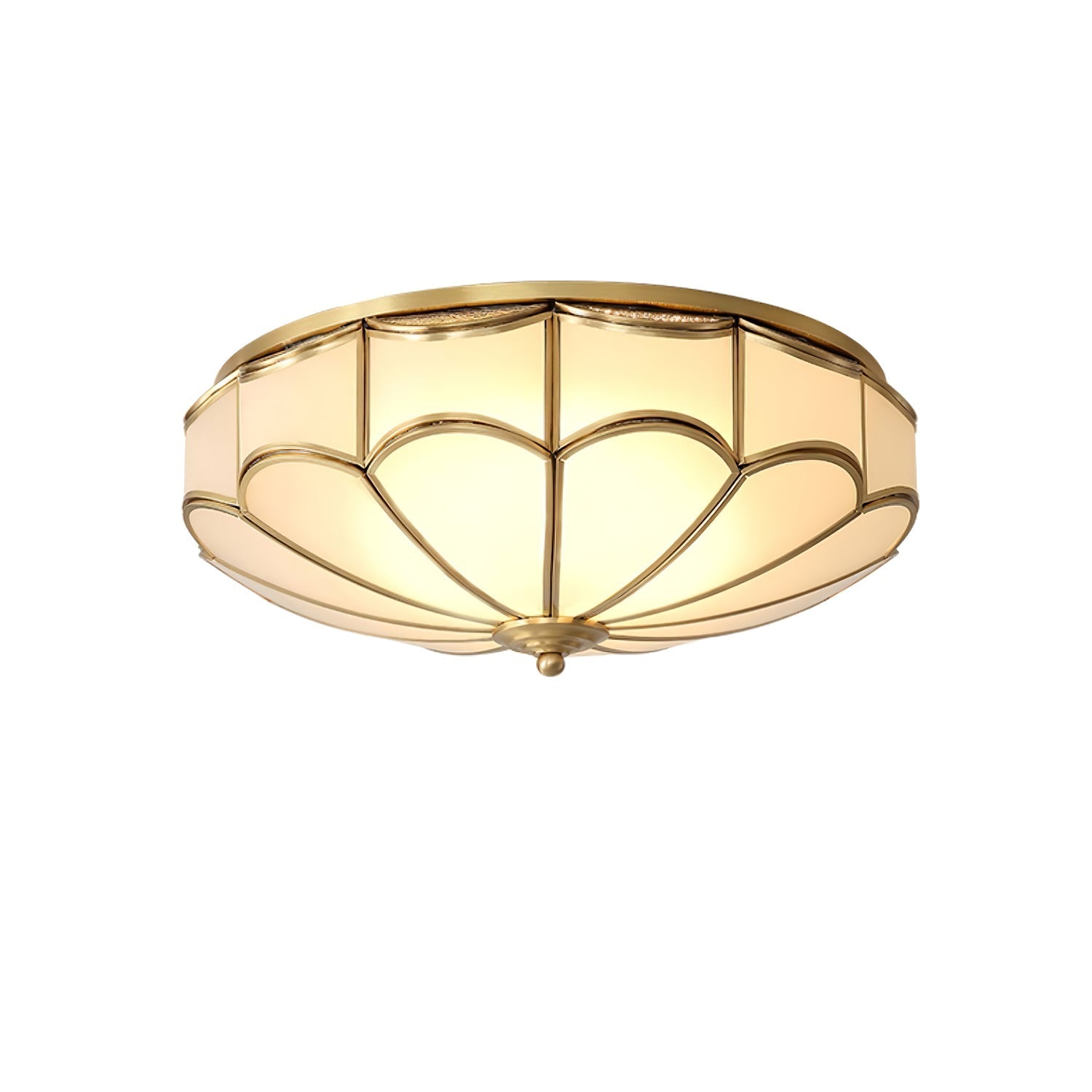 Evmarara Elegance Brass Glass Flush Ceiling Light-Neutral Decor