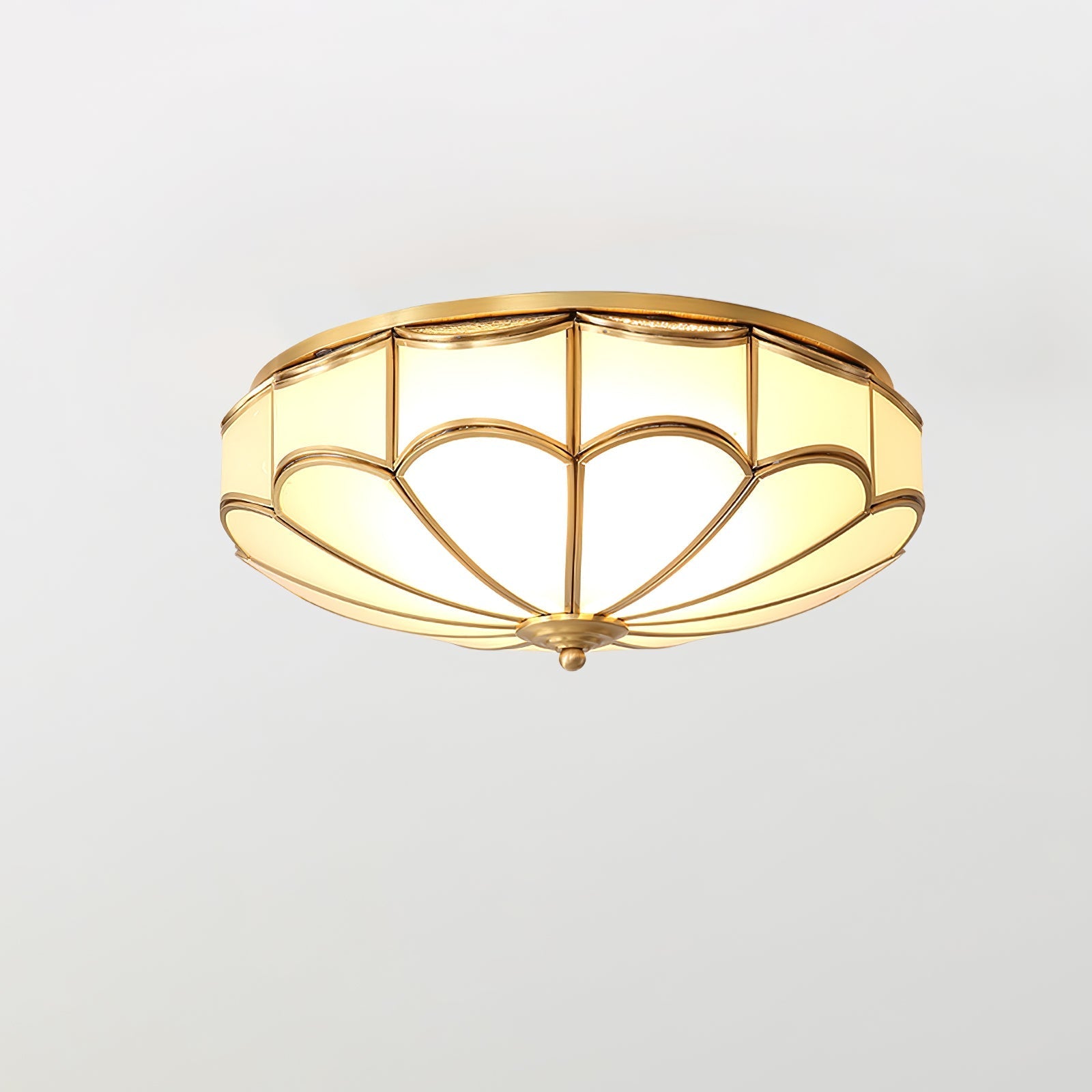 Evmarara Elegance Brass Glass Flush Ceiling Light-Neutral Decor