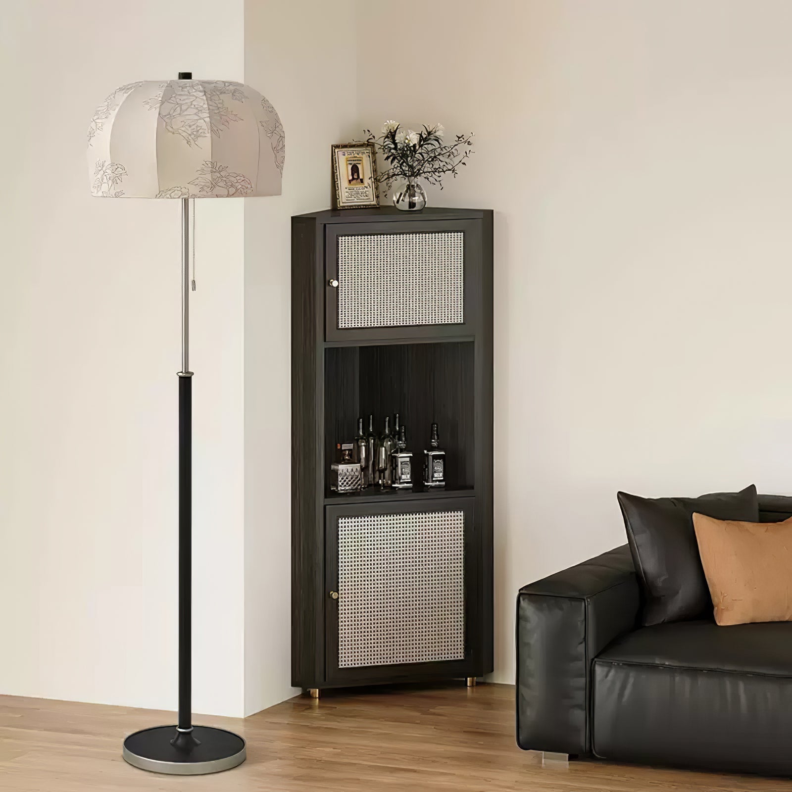 Cularo Fabric Wood Floor Lamp-Neutral Decor