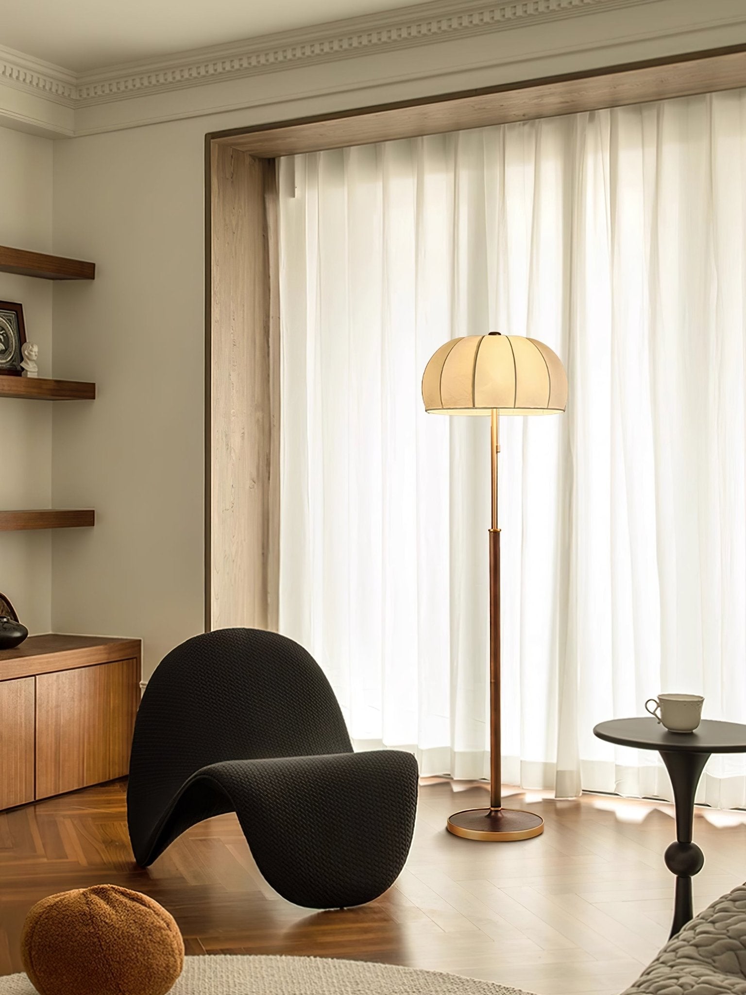 Cularo Fabric Wood Floor Lamp-Neutral Decor
